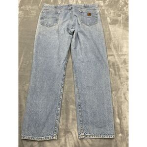 Vintage Carhartt Jeans Mens 42x32 Blue Straight Leg Light Wash Denim Workwear